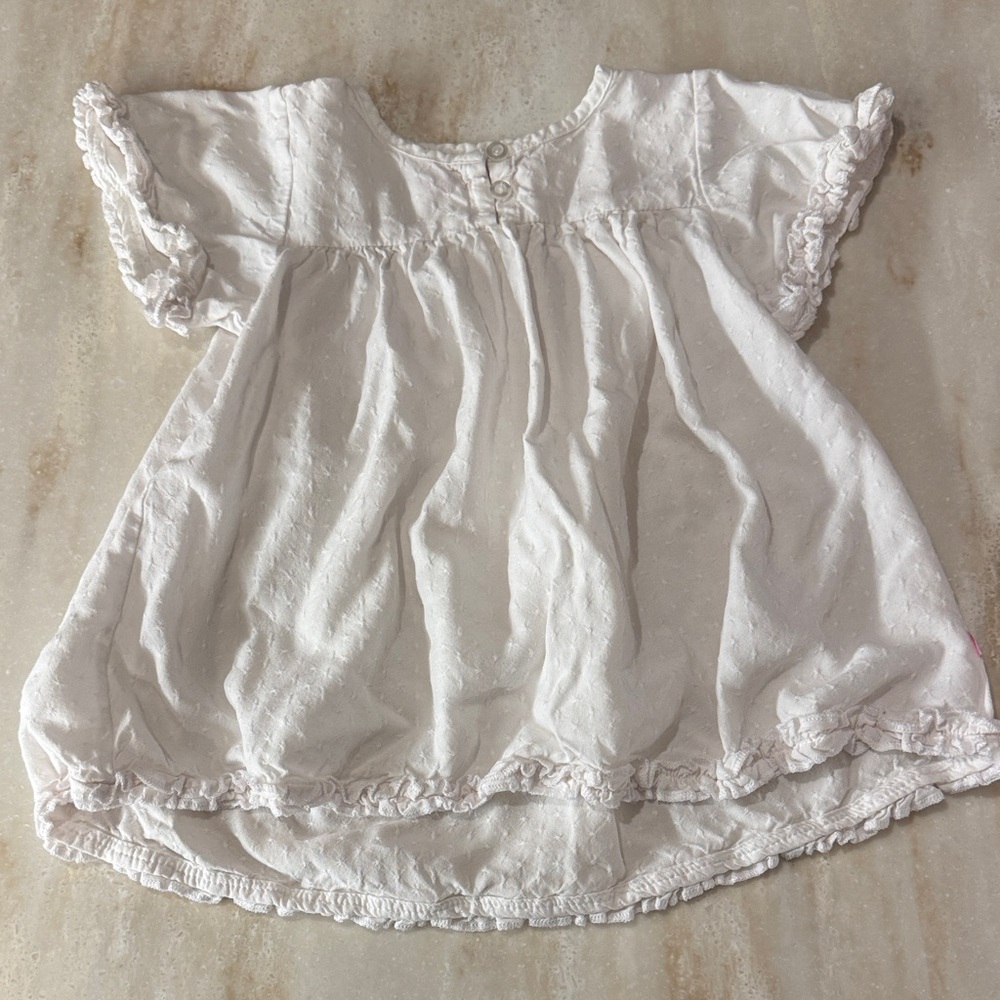 White Ruffled kids swim Cover up